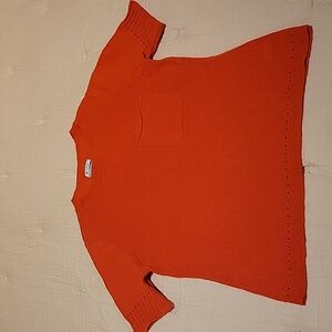Orange Short Sleeve 100% Cashmere  Top